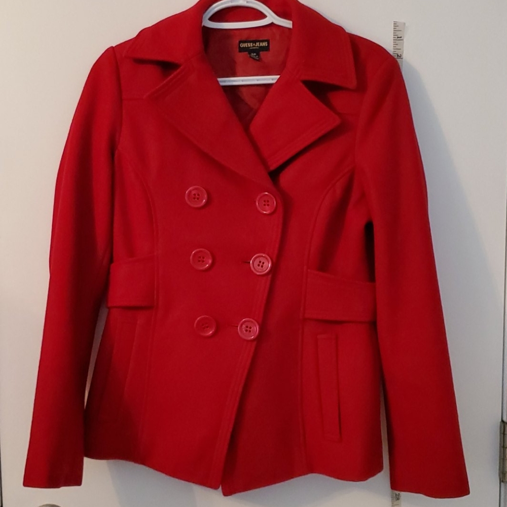 EUC Red Guess Wool Coat
